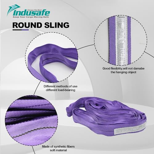 6FT Endless Round Slings, 1” Spanset Round Slings, Polyester Endless Loop Lifting Straps, 2600lbs Vertical Capacity, Heavy Duty Rigging Strap for Lifting and Towing (Purple)