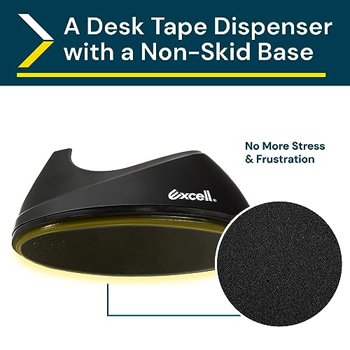 Excell EX-116BK Desk Tape Dispenser, 3/4" Wide, 1" Core, Non-Skid Base