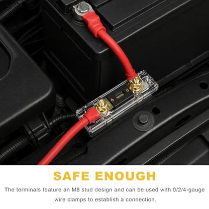 3 PCS 200A ANL Fuse Holder with Fuses, 0/2/4 Gauge AWG Fuses & Holder Block with Screws, Waterproof ANL Fuse Transparent Box Set Universal for Car Audio System - color: 200A