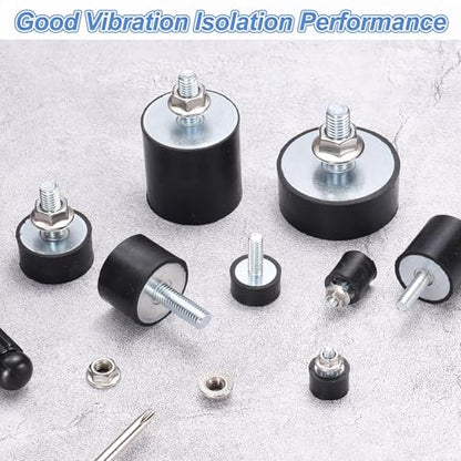 uxcell 2Pcs M8 Thread Rubber Mounts, Vibration Isolators, Cylindrical Shock Absorber with Studs 30 x 20mm with Non-Slip Nuts - size: M8 x 30 x 20mm
