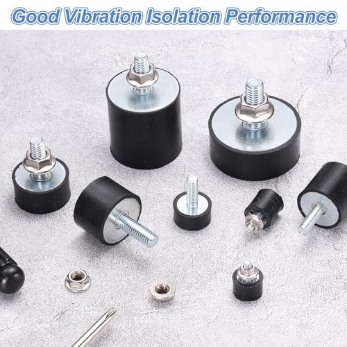 uxcell 2Pcs M4 Thread Rubber Mounts, Vibration Isolators, Cylindrical Shock Absorber with Studs 15 x 10mm with Non-Slip Nuts - size: M4 x 15 x 10mm