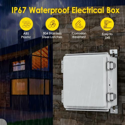 IP67 ABS Outdoor Electrical Junction Box Waterproof with Aluminum DIN Rail - color: Grey, size: 5.9''×5.9''×3.5''
