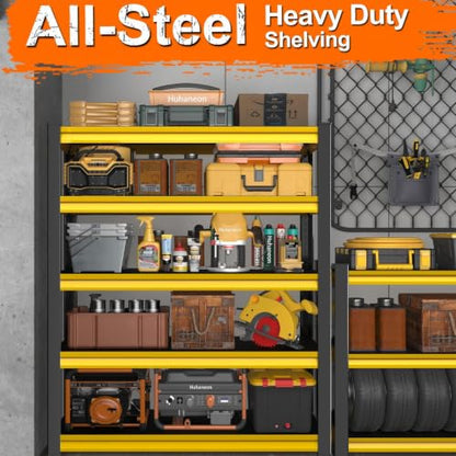 Metal Storage Garage Shelving - 48" W x 18" D x 78" H Black&Yellow - size: 5T-YL-48"Wx18"D