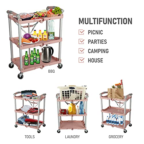Olympia Tools 89-350 Pack-N-Roll Folding Collapsible Service Cart, 150LB Capacity, Rose - color: Rose, size: 150LB