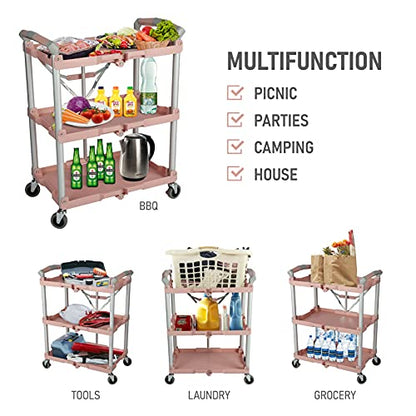 Olympia Tools 89-350 Pack-N-Roll Folding Collapsible Service Cart, 150LB Capacity, Rose - color: Rose, size: 150LB
