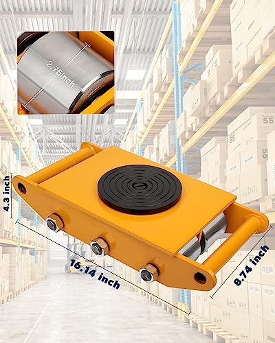 FAHKNS Machinery Moving Skate with 360° Rotation Cap 8 Steel Rollers 12T