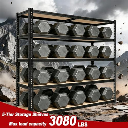48" W Garage Shelving Heavy Duty, 5-Tier Adjustable Metal Storage Shelves - size: 72"H × 48"W × 24"D