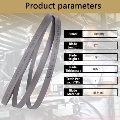 27 Inch Bandsaw Blades 18 TPI for DeWalt DCS377, Milwaukee 48-39-0572 Portable Band Saw Blade - 3 Pack - size: 18 TPI