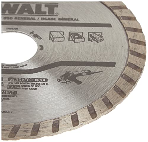 DEWALT Diamond Blade for Masonry, Dry Cutting, Continuous Rim, 7/8-Inch Arbor, 4-1/2-Inch (DW4725) (Pack of 2) - size: 1 Count (Pack of 2)