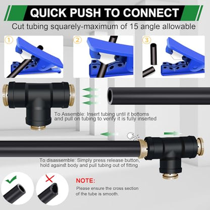 1/2" DOT Air Line Fittings Tee 3PCS, 1/2" OD x 1/2" OD x 3/8" OD - color: 1/2" * 1/2" * 3/8" 3PCS
