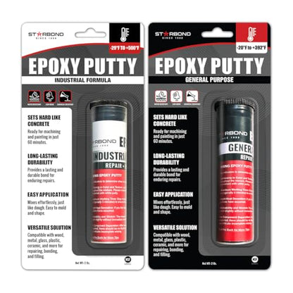 STARBOND Epoxy Putty Stick Bundle High-Temperature Resistance (White), General Purpose (Black), Best for Woodworking, Home, Plumbing, and Industrial Repairs, 2 oz - color: White and Black