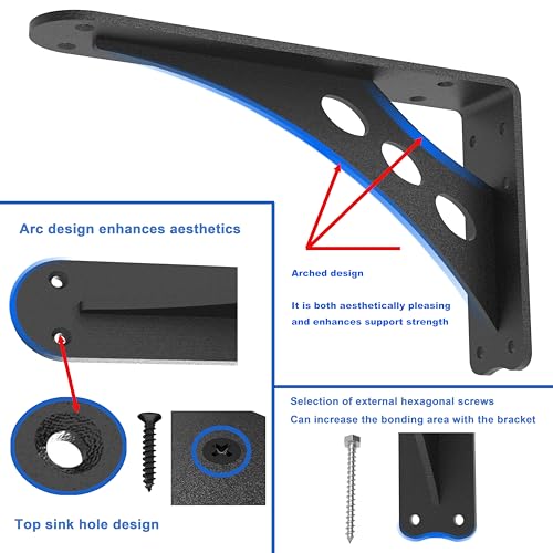 16 x 9 in Black Heavy Duty Floating Shelf Brackets, Holds 1000lb - color: Black Max Load 1000 Lbs, size: 16IN×9IN