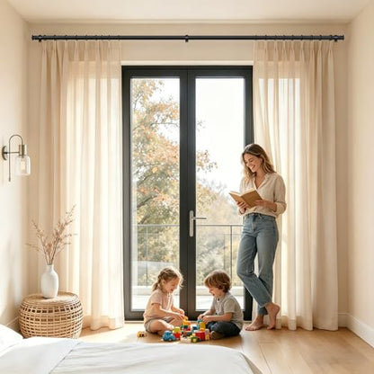 TONIAL Curtain Rods for Windows, 32 to 144 Inch, Black, Single Drapery Rod - color: Black, size: 32-144"