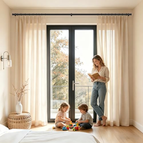 TONIAL Curtain Rods for Windows, 32 to 86 Inch, Black, Single Drapery Rod - color: Black, size: 32-86"