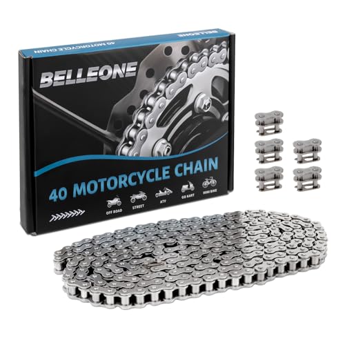 ANSI #40 Roller Chain, 10 Feet 240 Links with 5 Connecting Links, 1/2 Inch Pitch, Fits Go Karts, Mini Bikes, Scooters, Motorcycles, Bicycles, ATVs, Dirt Bikes and Industrial Machinery - size: 10 Feet, style: 240 Links