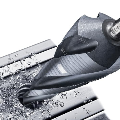 GRENPRO M35 Cobalt Step Drill Bit, 1/4"-1-1/8", TiAlN, 1/4" Hex Shank - size: 1/4"-1-1/8"