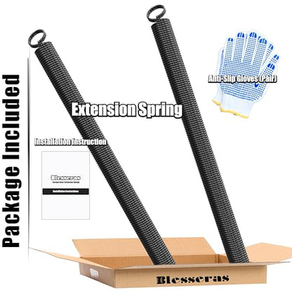 140-lbs. Garage Door Extension Spring, 25'' Long, Double Loop Ends, 1 Pair, Electrophoresis Black Coated - size: 140LB - Blue