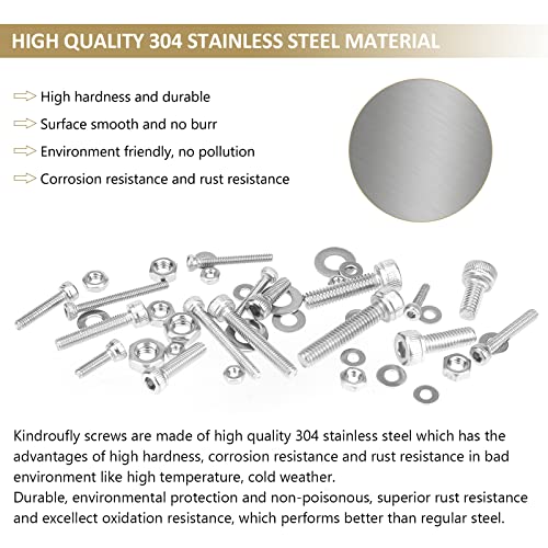 1285 Pieces M2 M2.5 M3 M4 Hex Socket Head Cap Screws Nuts Washers Assortment Kit, 304 Stainless Steel, Fully Machine Thread - size: M2 M2.5 M3 M4, style: Socket Head