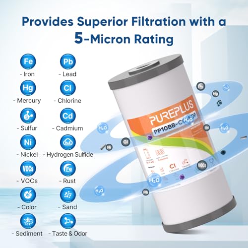 PUREPLUS 10" x 4.5" Whole House Heavy Metal Reduction Water Filter,2 PACK - size: 2 Count (Pack of 1), style: Heavy Metals Removal（DELUXE)