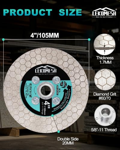 4 Inch/105MM Diamond Cutting Disc - Tile Saw Blade Cutting Wheel Double-Sided Diamond Discs for Cutting Grinding Porcelain Ceramic Tile Marble Granite,5/8"-11 Thread - size: 1 pc - 4 inch (105mm) - 5/8"-11 Thread