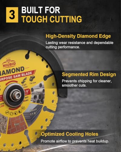 3-Pack NiuBid 4-1/2" Diamond Multi Purpose Saw Blade
