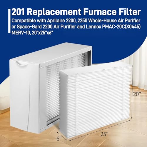 3 Pack 201 Replacement Furnace Filter Compatible with Aprilaire 2200,2250 Whole-House Air Purifier or Space-Gard 2200 Air Purifier and X0445,MERV-10 Furnace Filter, 20x25x6 Air Filter - size: 3 Pack