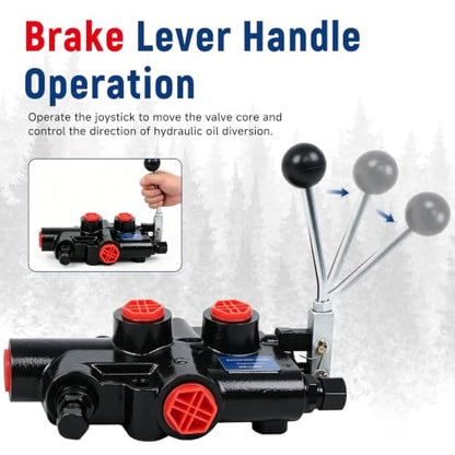 waltyotur 3625 PSI Hydraulic Log Splitter Directional Control Valve Auto Return Detent Lever Handle 21 GPM