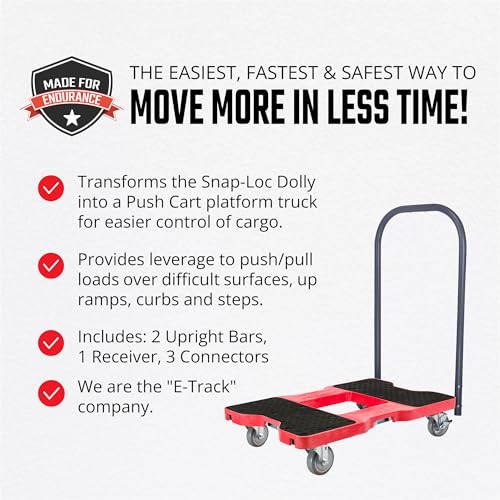 Snap-Loc Push Bar Set Converts Dolly to Push Cart, Easy Installation, Durable Steel Construction & Adjustable Height - style: PUSH BAR SET
