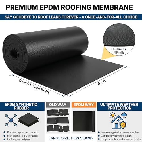 45mil EPDM Rubber Roofing Materials 6.6ft X 16.4ft RV Rubber Roof - color: 6.6*16.4FT
