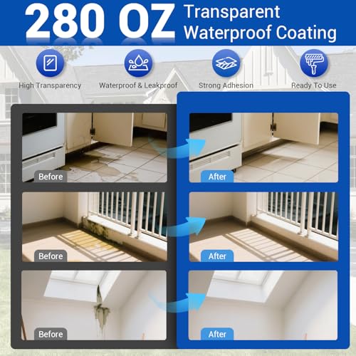Transparent Waterproof Coating Sealant 280 Oz (8 KG) - size: 280 OZ