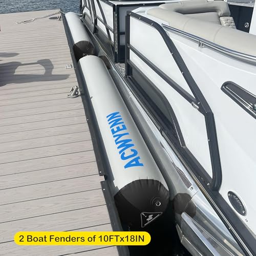 Inflatable Large Boat Dock Bumpers and Fenders for Docking - size: 10'x24" Grey-Black