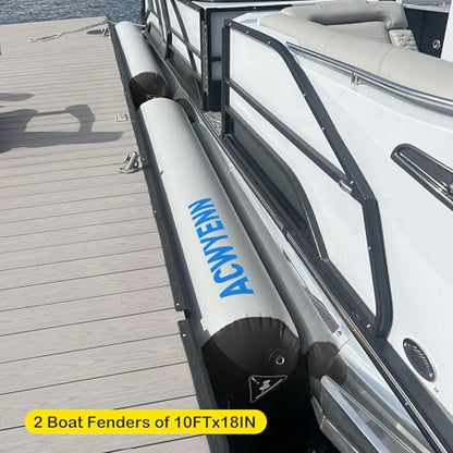 Inflatable Large Boat Dock Bumpers and Fenders for Docking - size: 10'x24" Grey-Black