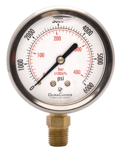 2-1/2" Oil Filled Pressure Gauge, 0-6,000 PSI, 1/4" NPT - size: [0-6,000 PSI]