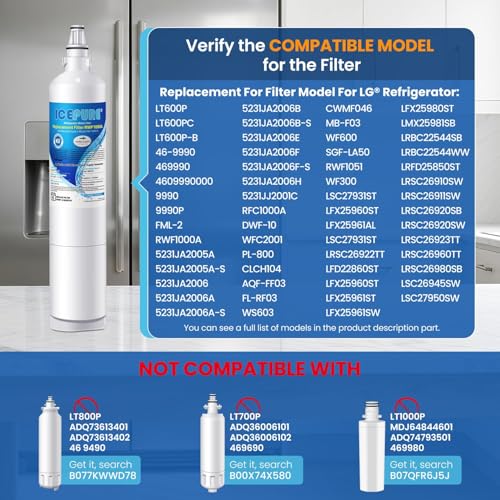 ICEPURE 5231JA2006A Water Filter Replacement for LG LT600P, 3 PACK - style: Chlorine, Odor Removal