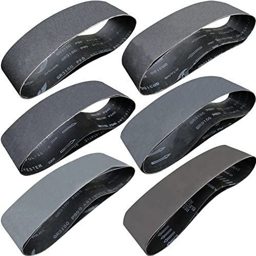 12 PCS 4 x 36 Inch Silicon Carbide Sanding Belts Assortment- 80, 120, 240, 400, 800, 1000 Grits Premium Sander Belts For Knife Sharpening and Metalworking - size: 4 x 36