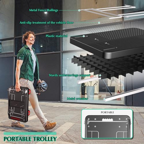Foldable Platform Truck Cart with 3 Fence 1100lbs Capacity - color: Black, size: 28"x19"