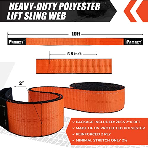 2”x10' Sturdy Lift Sling Strap, 18800lbs Heavy Duty Lifting Web Sling—2 PCS - size: 2 Pack 2"x10FT