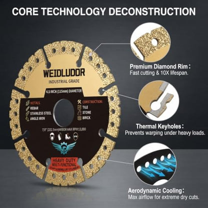 4.5 Inch Diamond Saw Blades for Angle Grinder, Multi Material Cutting Disc
