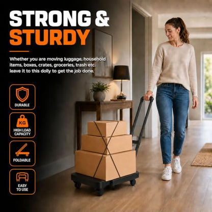 Folding Hand Truck 500lbs Capacity, Heavy Duty Dolly Cart with 6 Wheels