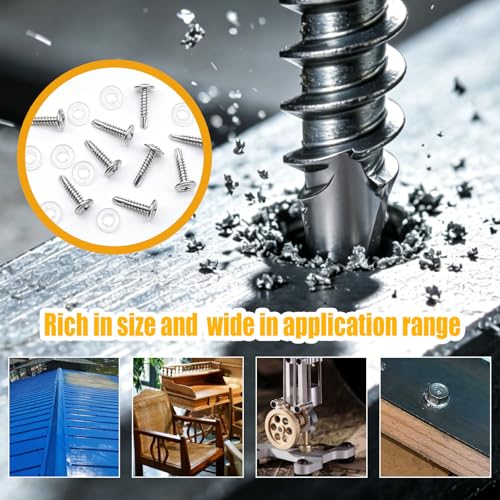 weideer 300pcs #8×5/8" Self Tapping Screws for Metal, 410 Stainless Steel Metal Screw, Truss Head Sheet Metal Screws with Washer, Screwdriver Bit K-158-W-16mm - size: SV 300PCS ＃8×5/8"