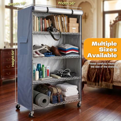Shelving Cover for Shelving Units, Fits 36"x18"x54" Standing shelf - color: Grey, size: 36"W x 18"D x 54"H