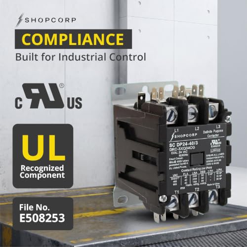 3 Pole 40 Amp AC Contactor, 24V Coil, UL Recognized, HVAC - style: 3 Pole 24V
