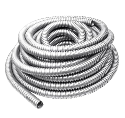 3/4 Inch x 50 Ft Flexible Reduced Wall Electrical Conduit, Galvanized Steel Metal Flexible Conduit for Electrical Wiring, Outdoor Cable Management and Greenfield Application - size: 3/4in-50ft