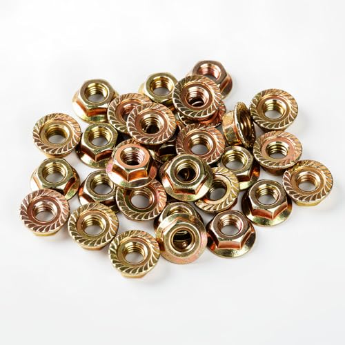 M5-0.8mm Anti-Loosening Serrated Hex Flange Lock Nuts (Yellow Zinc Plated, Full Thread) - 60 Pcs - size: M5-0.8mm (60PCS)