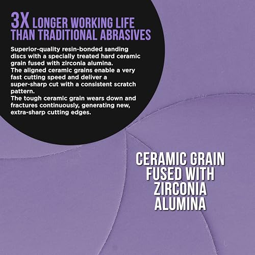 Dura-Gold 6" Purple Film Ceramic Sanding Discs, 50 Disc Variety Pack, H & L - style: Variety Pack