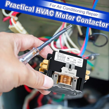 Dreyoo 1 Pack HVAC Motor Contactor, 24V 25Amp Coil 1 Pole Replacement Relay
