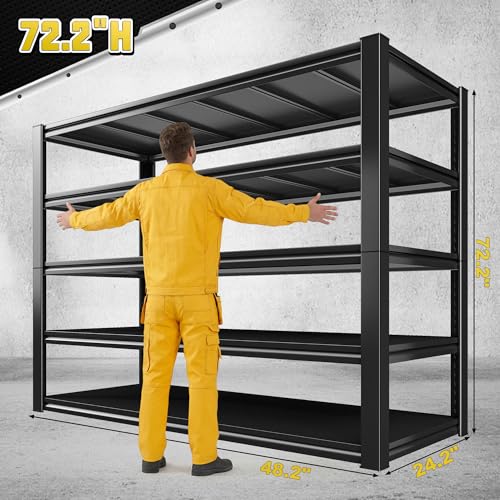 REIBII 48.2" W Garage Shelving, 3000LBS Heavy Duty Shelf for Basement Shed - size: 72.2"H x 24.2"D x 48.2"W