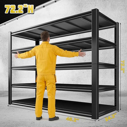 REIBII 48.2" W Garage Shelving, 3000LBS Heavy Duty Shelf for Basement Shed - size: 72.2"H x 24.2"D x 48.2"W