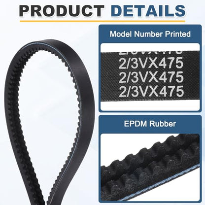 uxcell 2/3VX475 EPDM V-Belt, 2 Banded, 47.5" Outer Circ x0.71 W x0.39 Thk - size: 2/3VX475