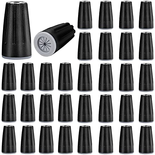 50 Pieces Waterproof Wire Electrical Connectors Black Waterproof Wire Nuts Outdoor Seal Electrical Twist Nuts Caps Cable Terminal Connector for Landscape Light, Irrigation Valves (0.93x0.47Inch)